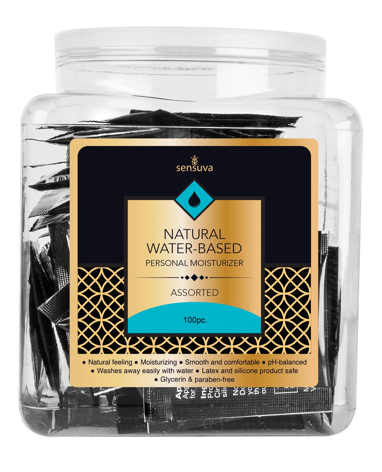 Sensuva Natural Water Based Personal Moisturizer Display - Asst. Tub of 100