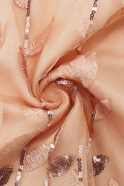Sequin Leaf Embroidery Tie Front Short Sleeve Dress - Image 29