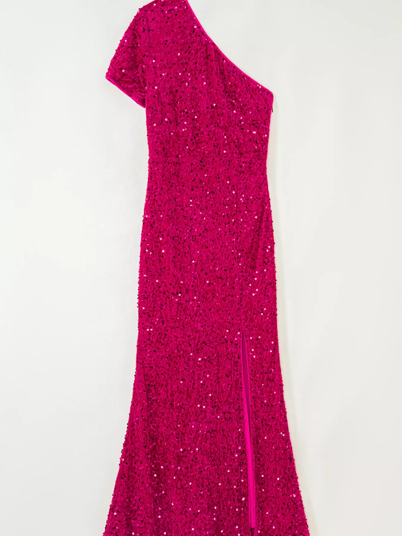 Sequin One-Shoulder Dress with High Slit - Image 3