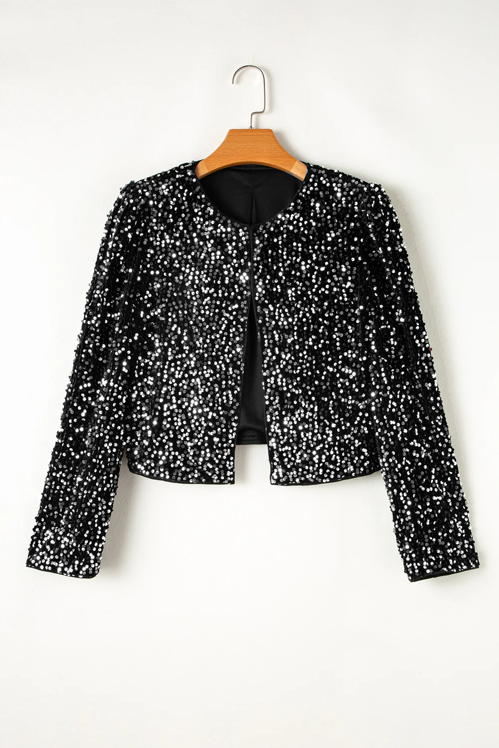 Sequin Open Front Long Sleeve Jacket - Image 7