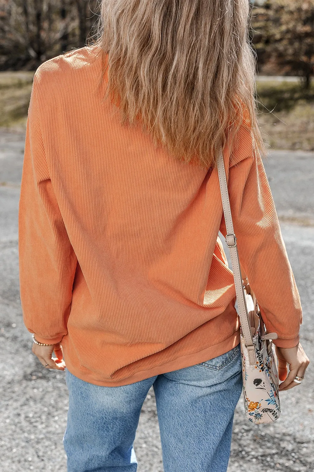 Sequin Pumpkin Round Neck Long Sleeve Sweatshirt - Image 4