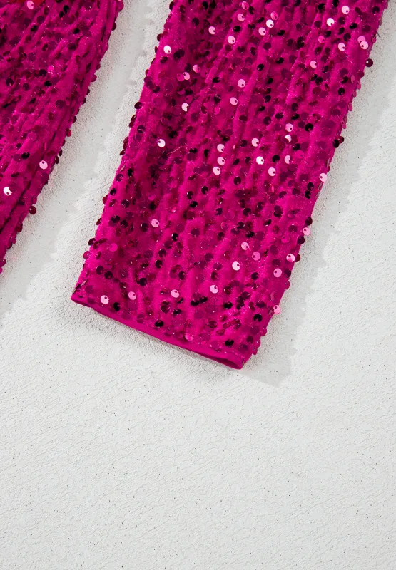 Sequin Surplice Long Sleeve Mini Dress - Image 9