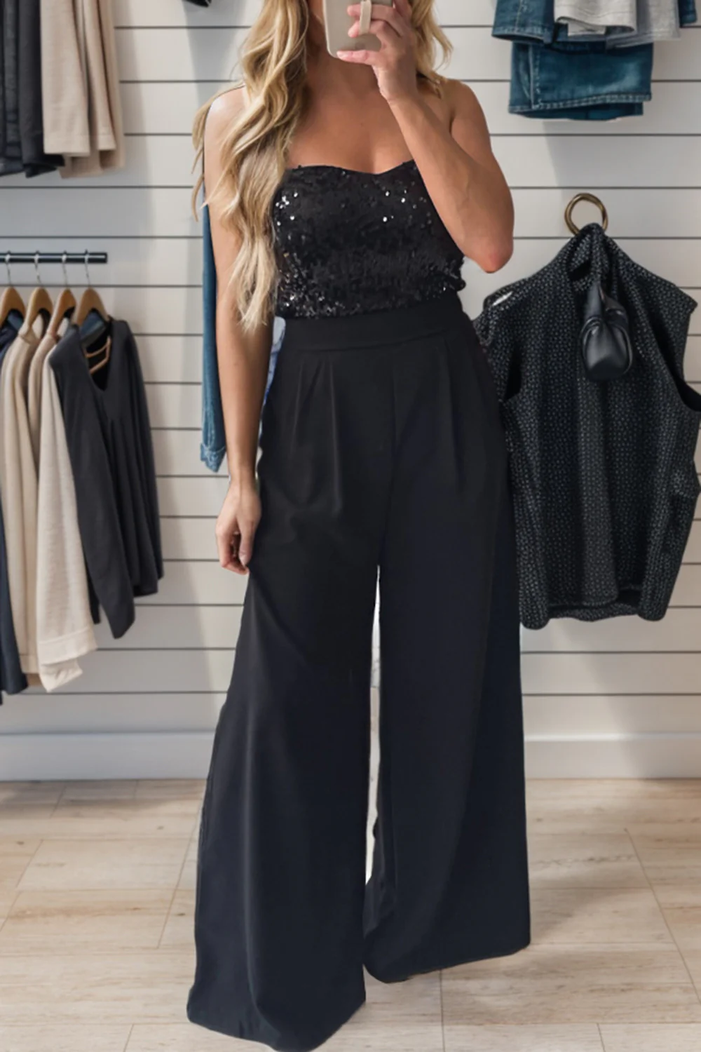 Sequin Tube Wide Leg Jumpsuit - Image 3