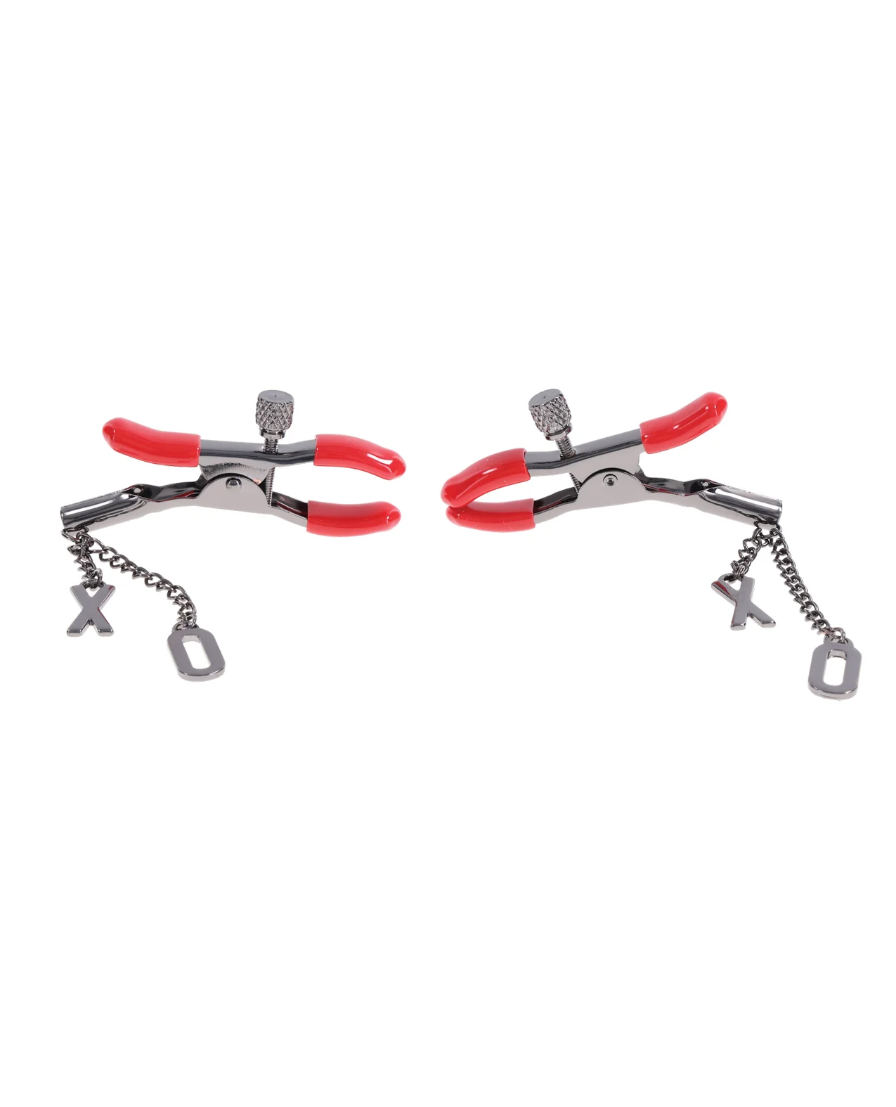 Sex & Mischief Ex's & Oh's Nipple Clamps - Red/Black - Image 4