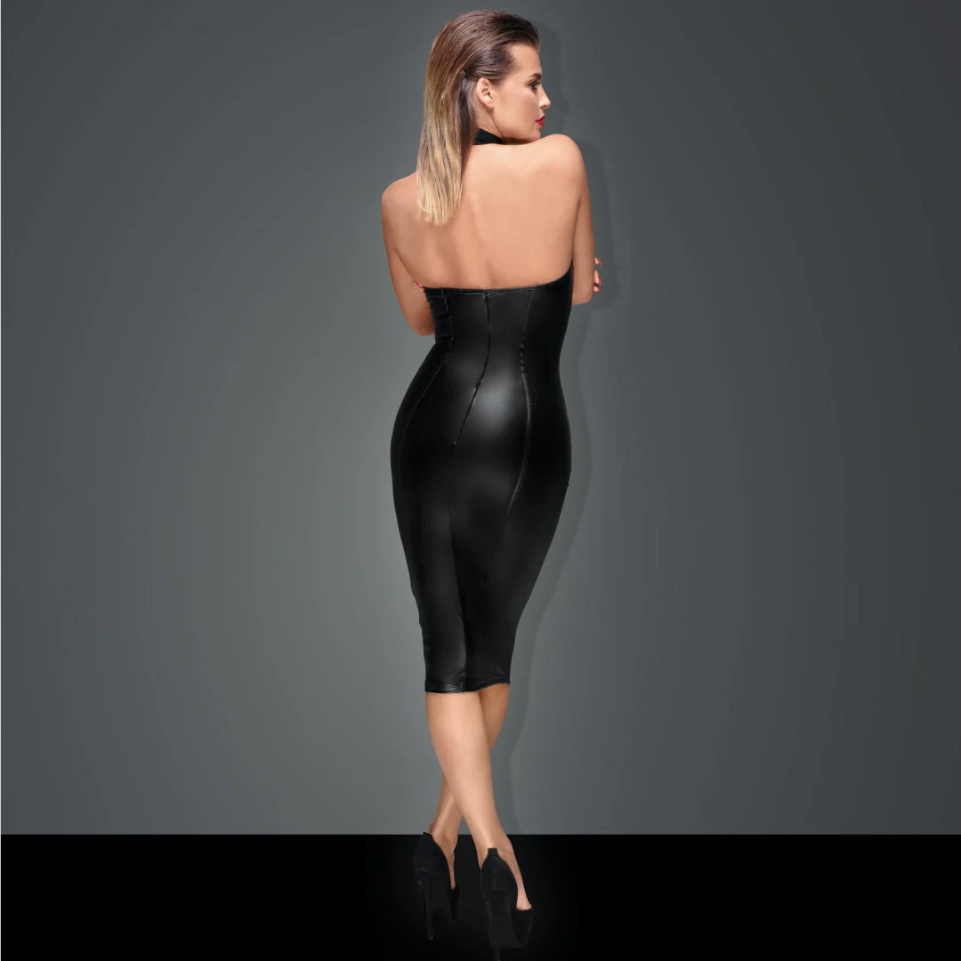 Sexy Powerwetlook Pencil Dress Noir Handmade - Image 2