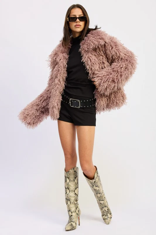 SHAGGY FAUR FUR COAT WITH COLLAR - Image 6