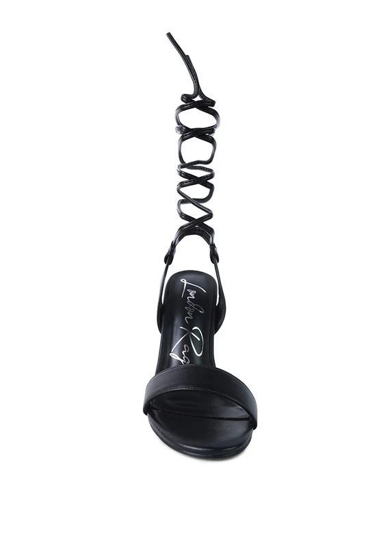 SHEENY CLEAR STILETTO LACE UP SANDAL - Image 6