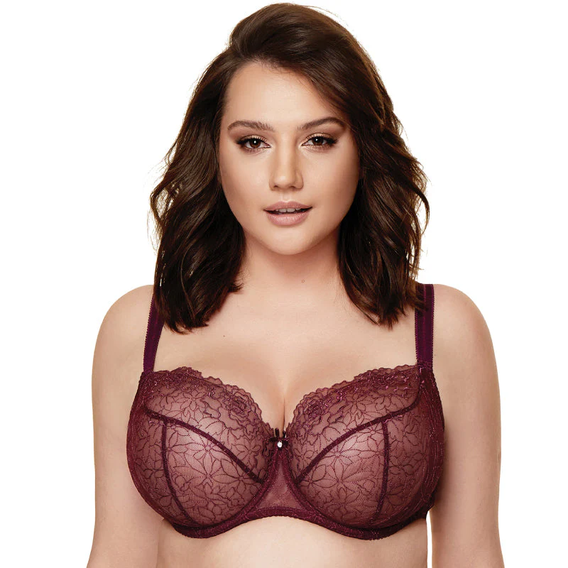 Sheer Mesh Balconette Bra Pamela Aubergine - Image 3