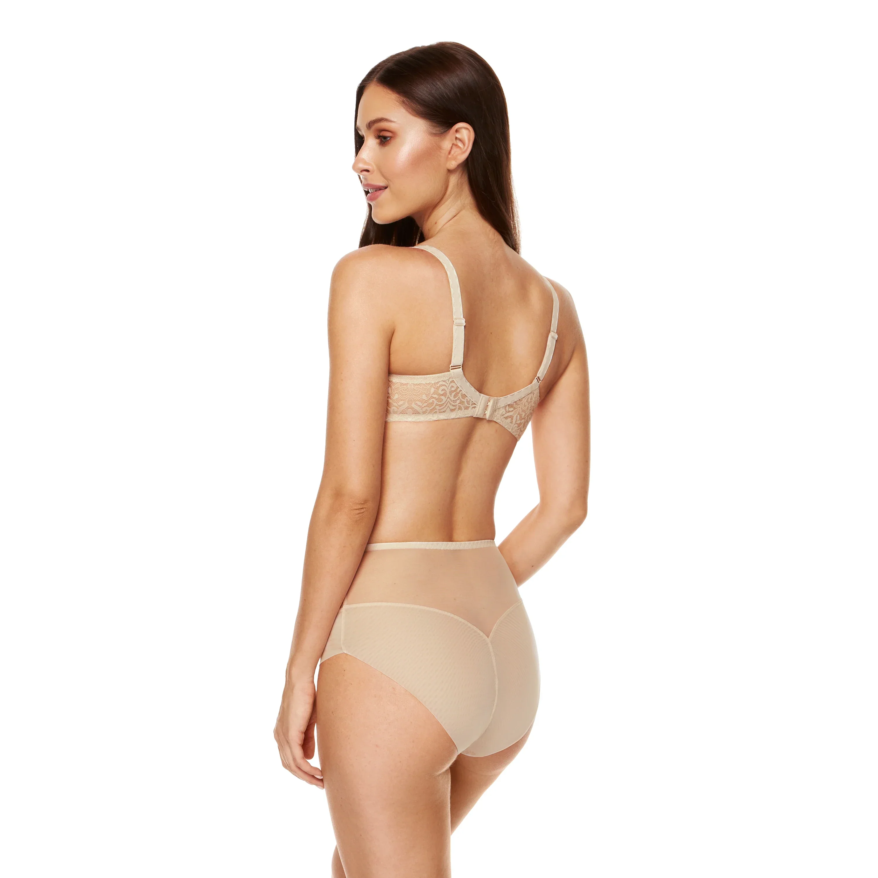 Lace High Waist Full Brief Panty Gorteks Gabi Beige - Image 5