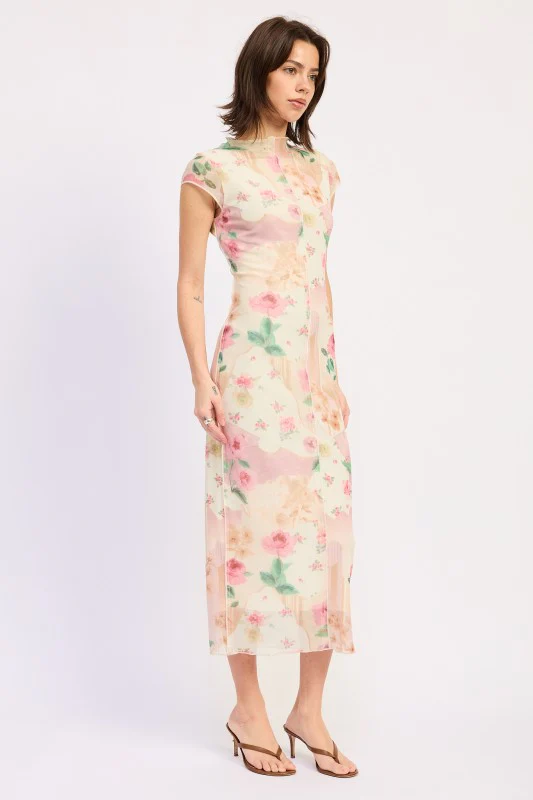SHEER MESH MERROW SEAM MIDI DRESS - Image 5