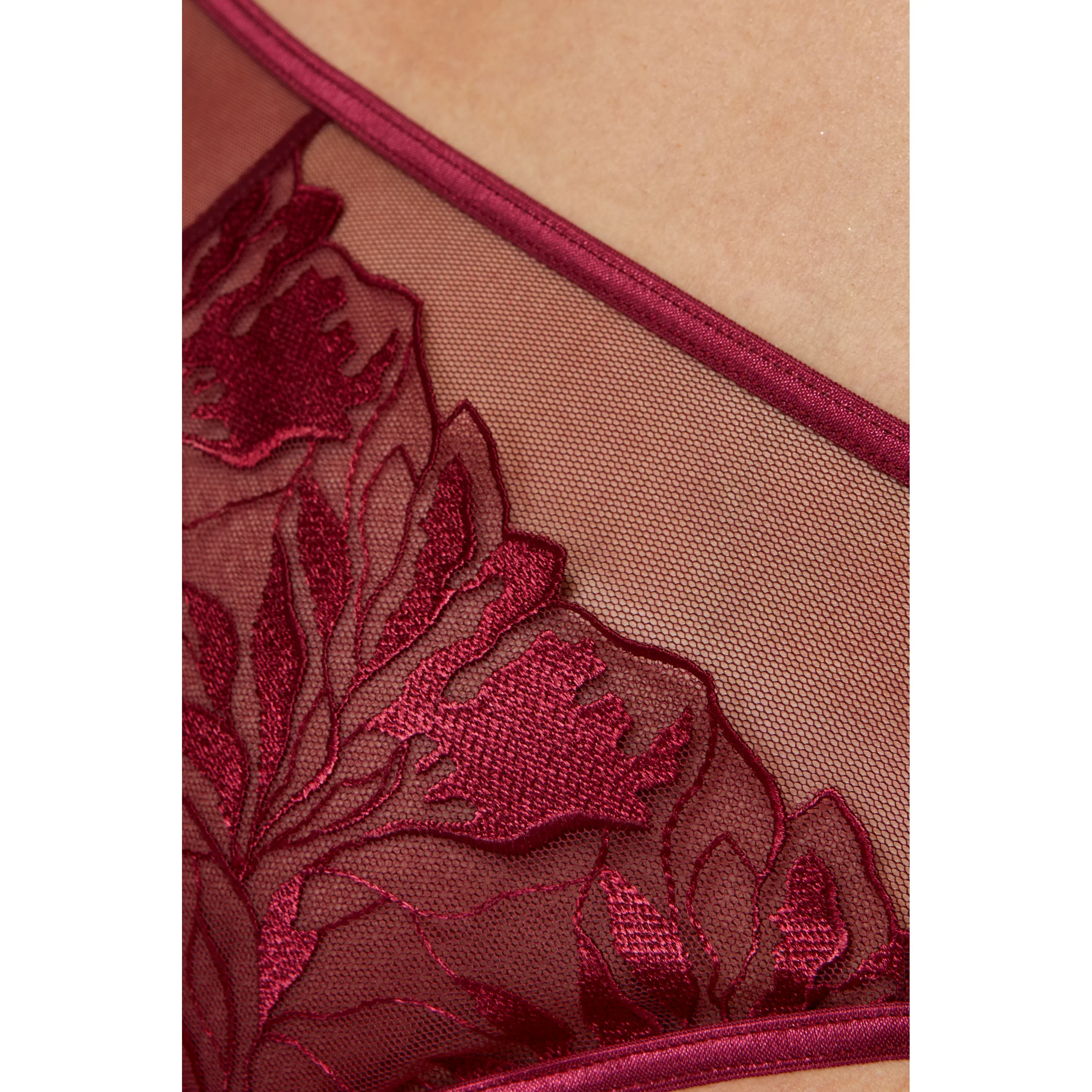 Sheer Mid Rise Bikini Panty Gorteks Coco Burgundy - Image 4