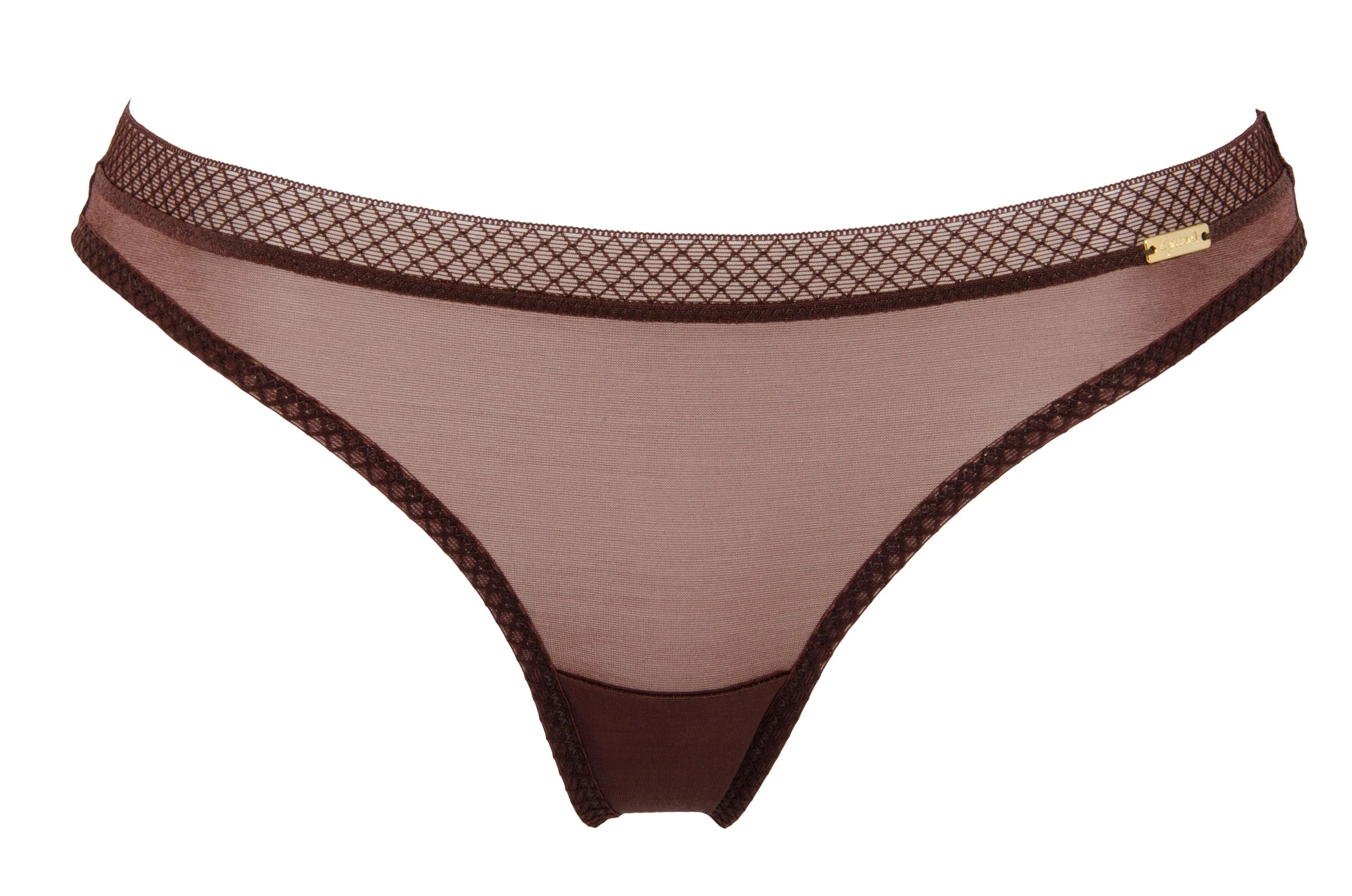 Sheer See Through Thong Panty Gossard Glossies Rich Brown - Image 3