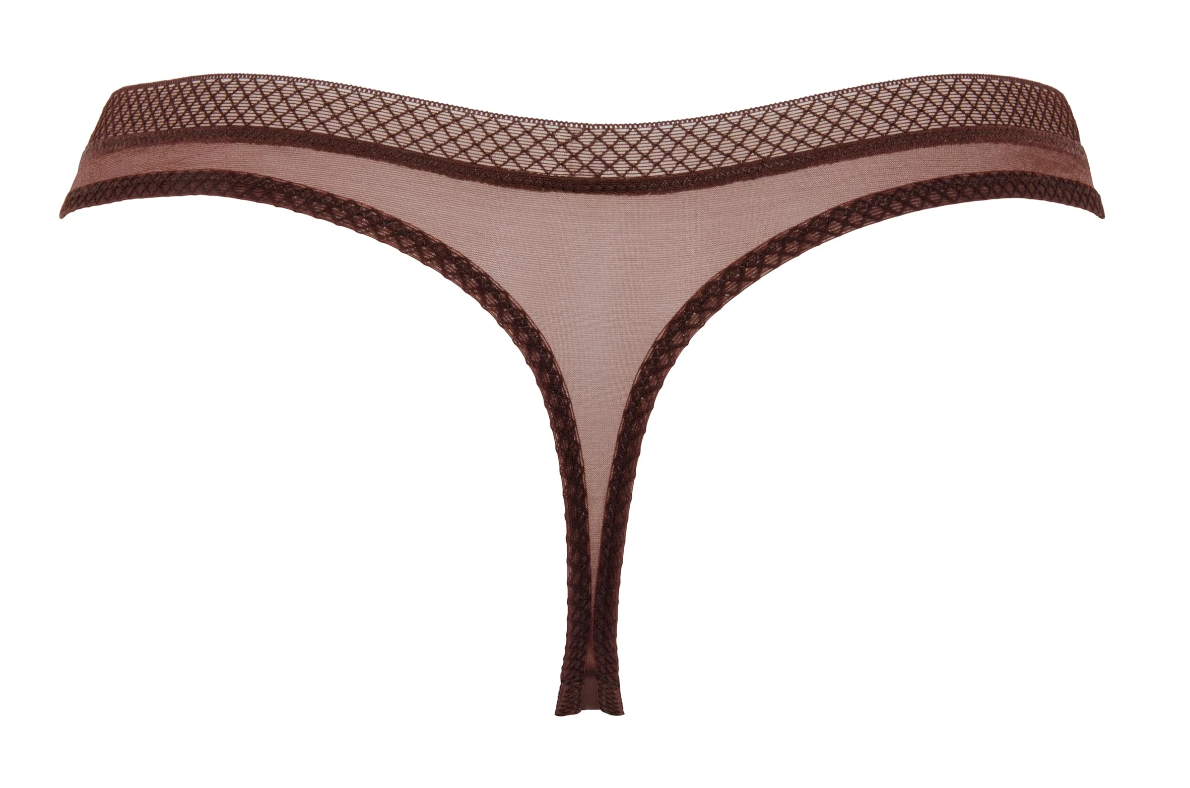 Sheer See Through Thong Panty Gossard Glossies Rich Brown - Image 4