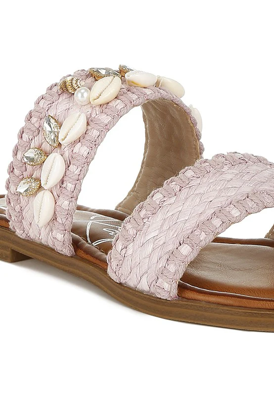 Shellfish Raffia Slip On Sandals - Image 2