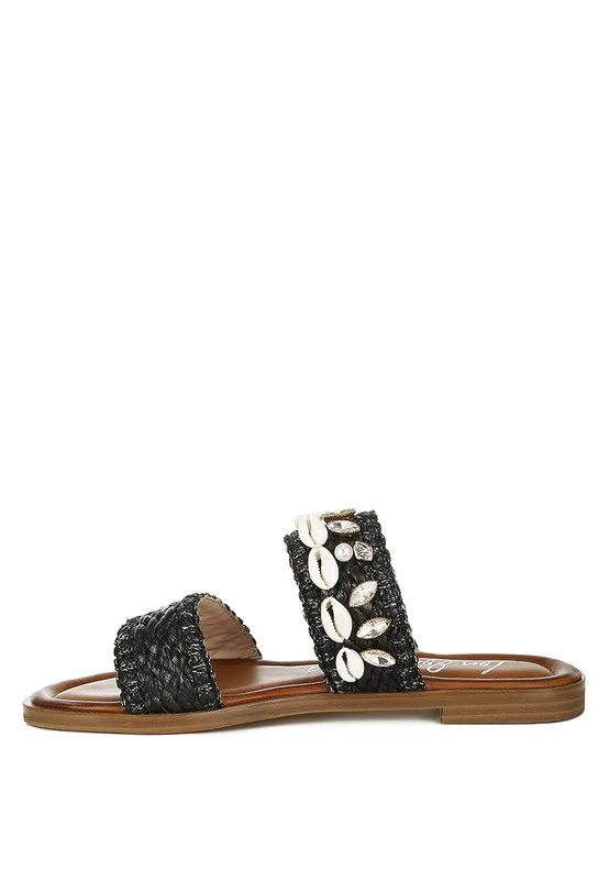 Shellfish Raffia Slip On Sandals - Image 6