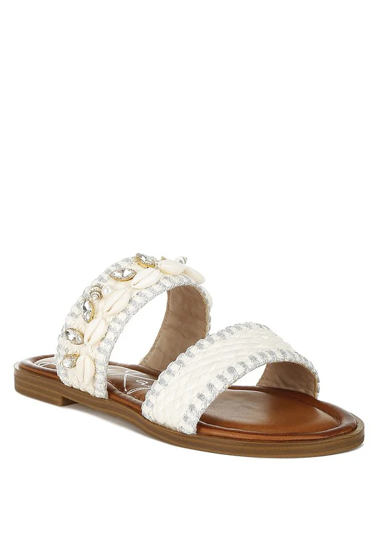 Shellfish Raffia Slip On Sandals - Image 9