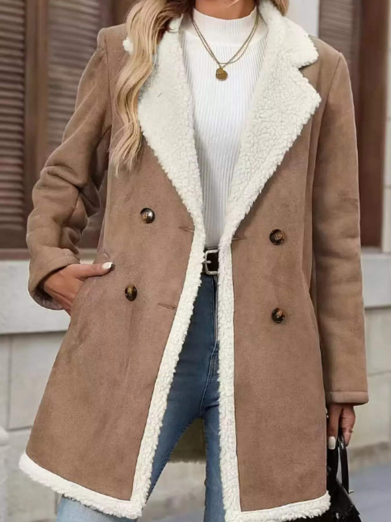 Sherpa Lined Button Up Coat - Image 10