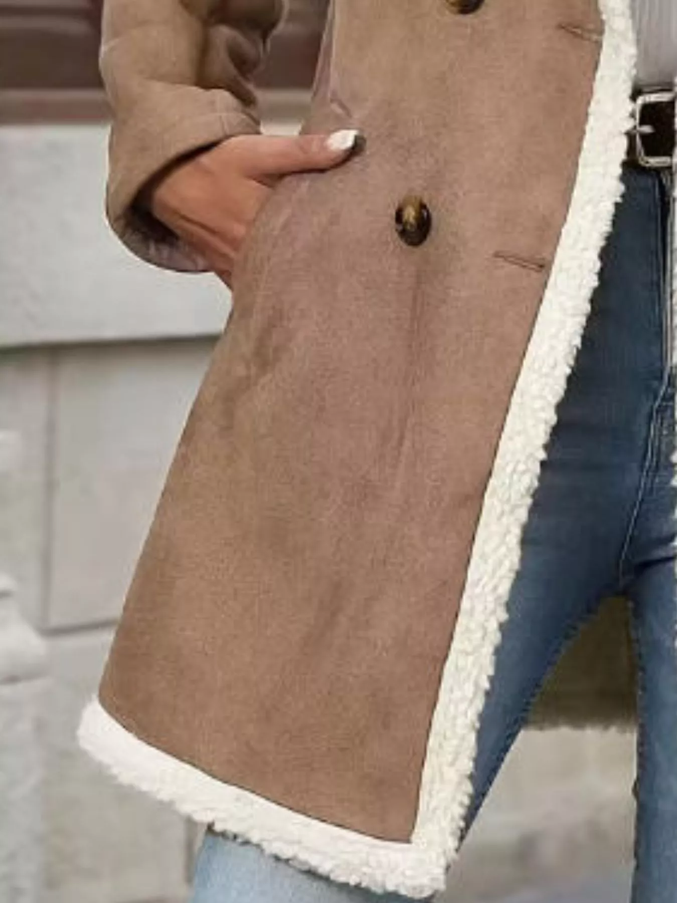 Sherpa Lined Button Up Coat - Image 11