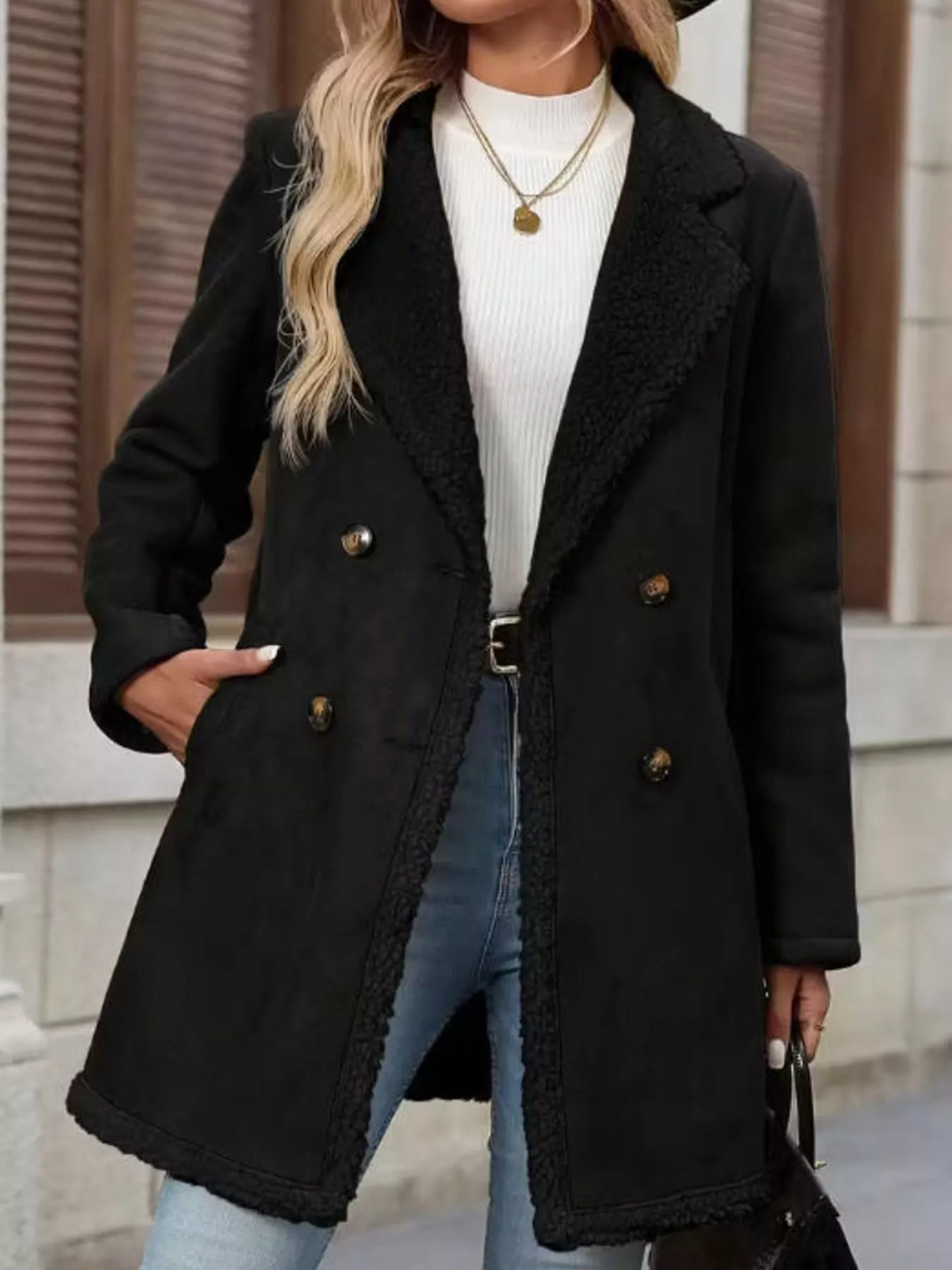 Sherpa Lined Button Up Coat - Image 12