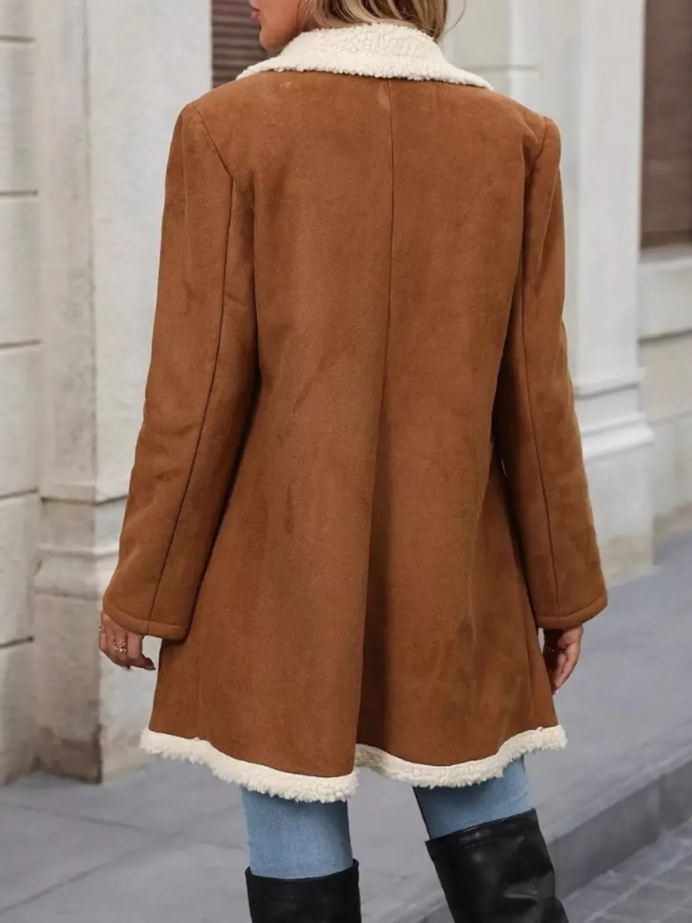 Sherpa Lined Button Up Coat - Image 5