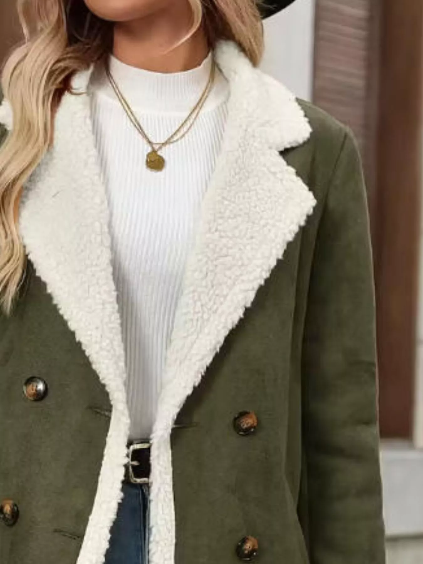 Sherpa Lined Button Up Coat - Image 7