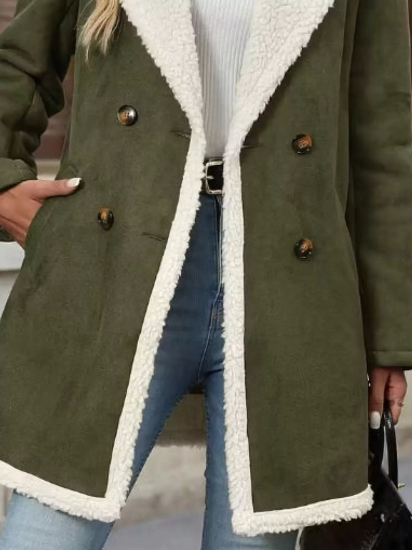 Sherpa Lined Button Up Coat - Image 8