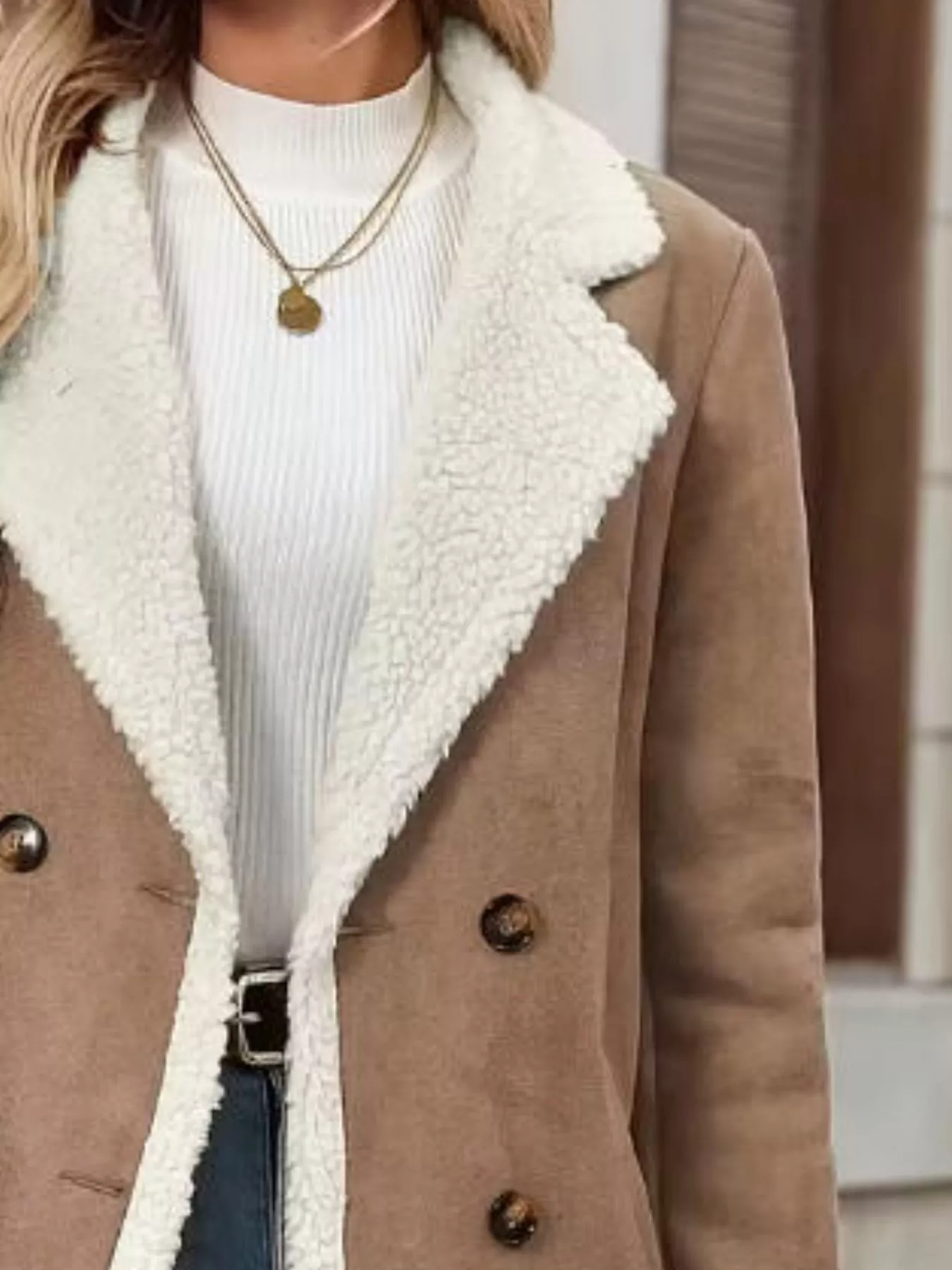 Sherpa Lined Button Up Coat - Image 9