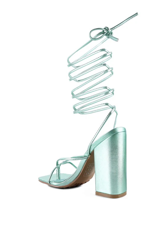SHEWOLF LACE UP HIGH HEEL SANDALS - Image 2