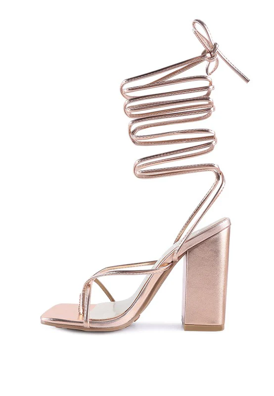 SHEWOLF LACE UP HIGH HEEL SANDALS - Image 8