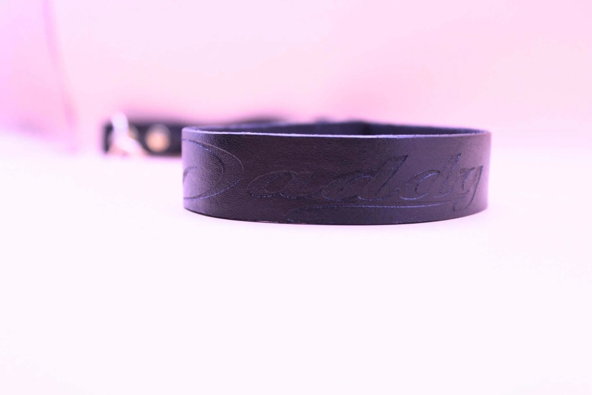BDSM Leash Custom Daddy Leather Leash with Premium Grip - 40CM - Image 2