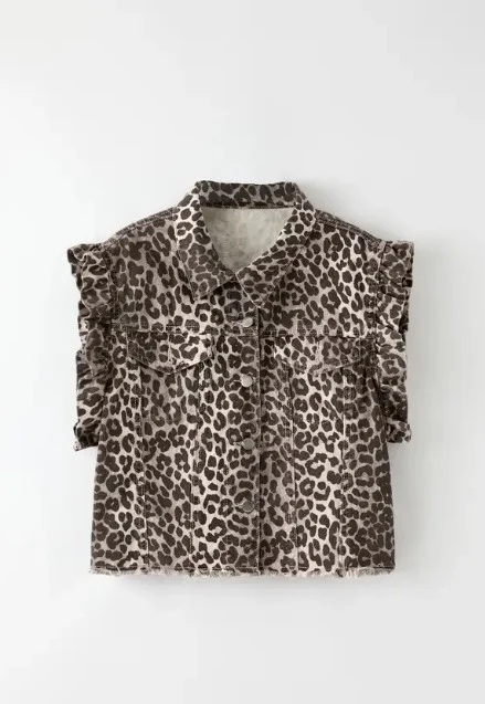 Short sleeve ruffle denim vest - Image 5