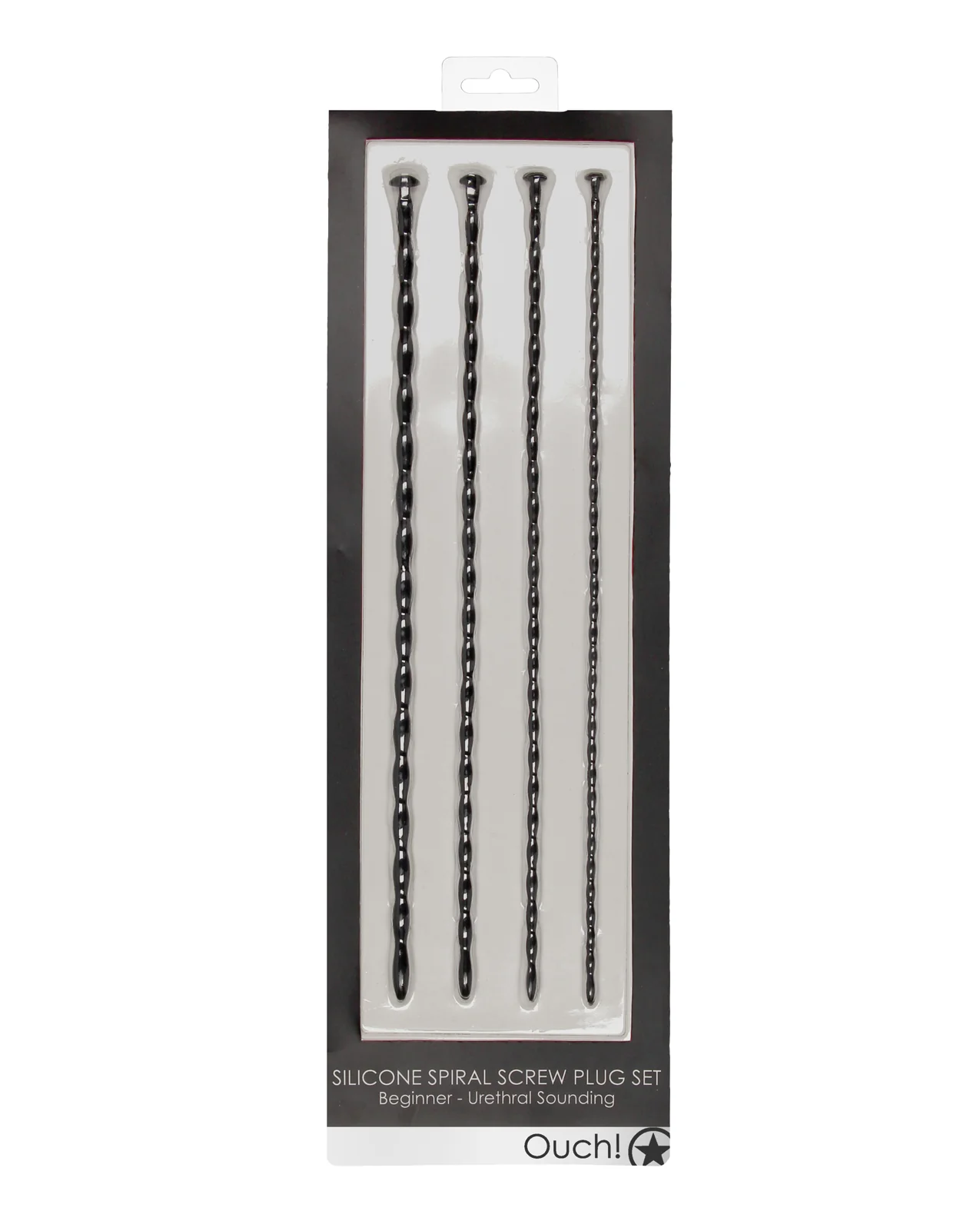 Shots Ouch Beginner's Urethral Sounding Silicone Spiral Screw Plug Set - Black
