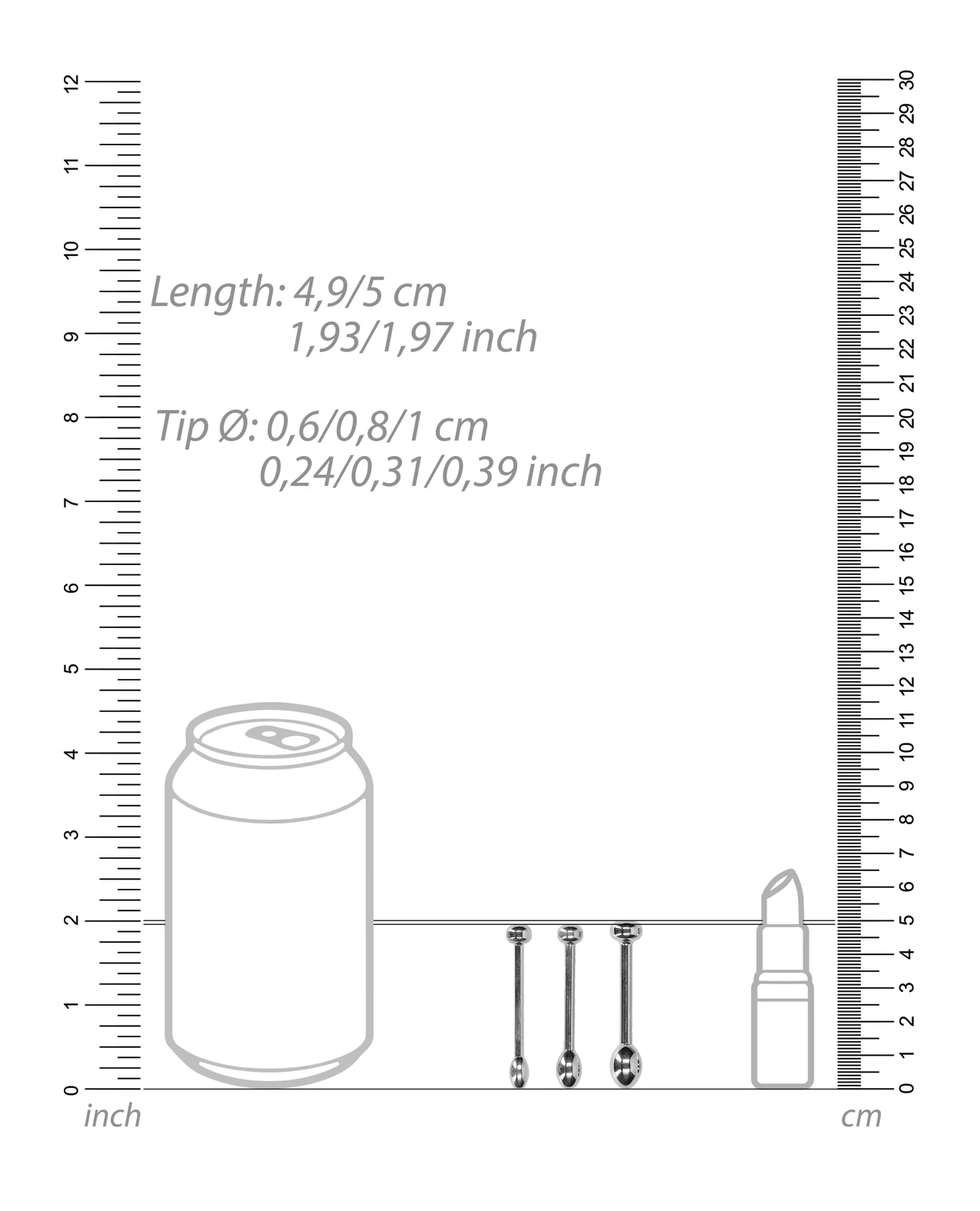 Shots Ouch Urethral Sounding Metal Plug Set - 49/50 mm - Image 3