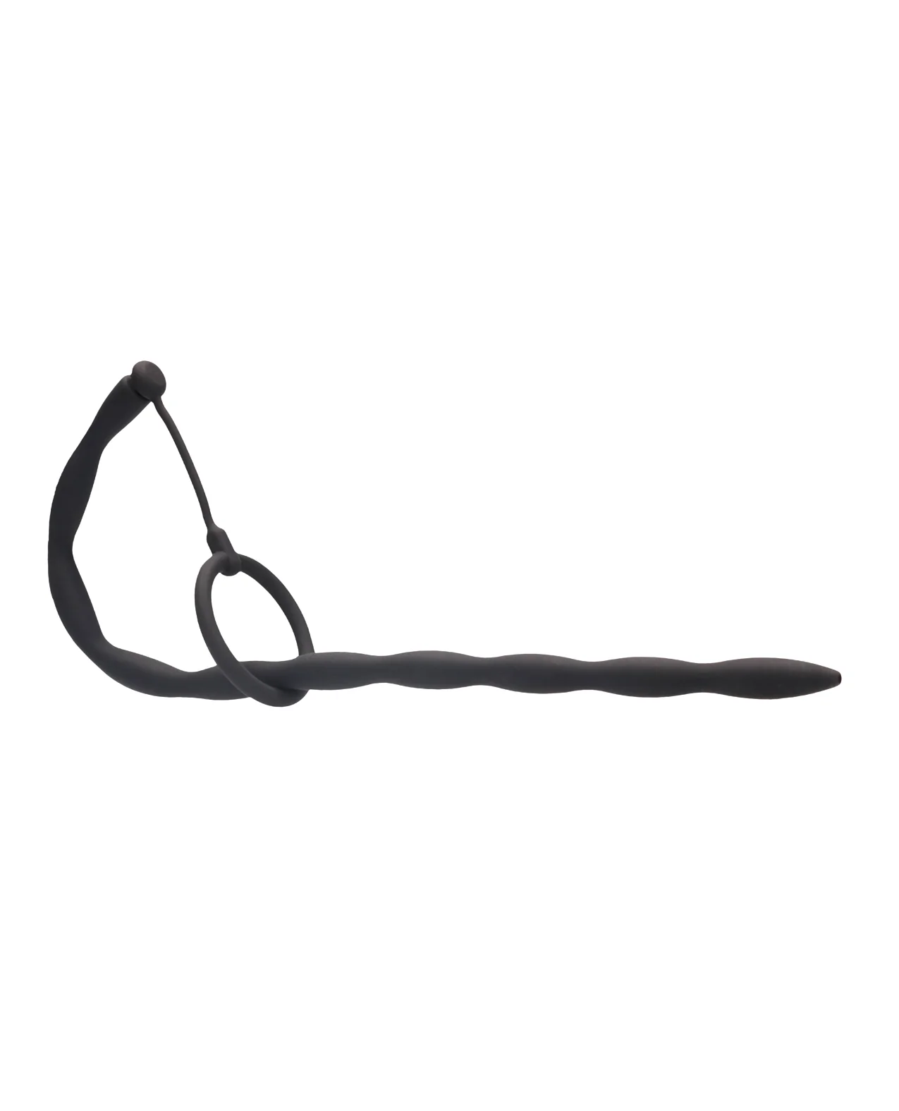 Shots Ouch Urethral Sounding Silicone Plug & Cock Ring Set - Black - Image 3