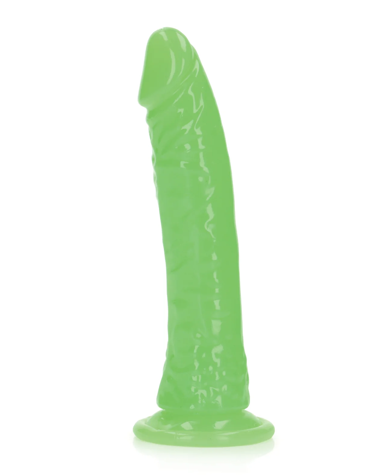 Shots RealRock 7" Slim Dildo Glow in the Dark - Neon Green - Image 2
