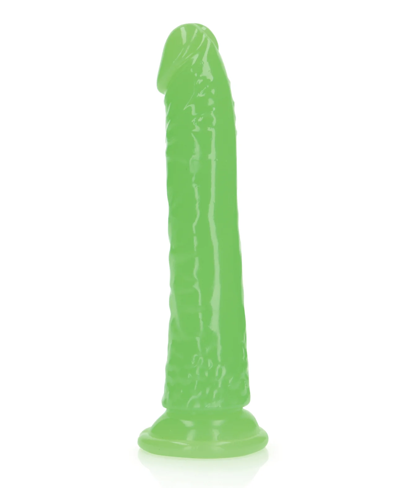 Shots RealRock 7" Slim Dildo Glow in the Dark - Neon Green - Image 3