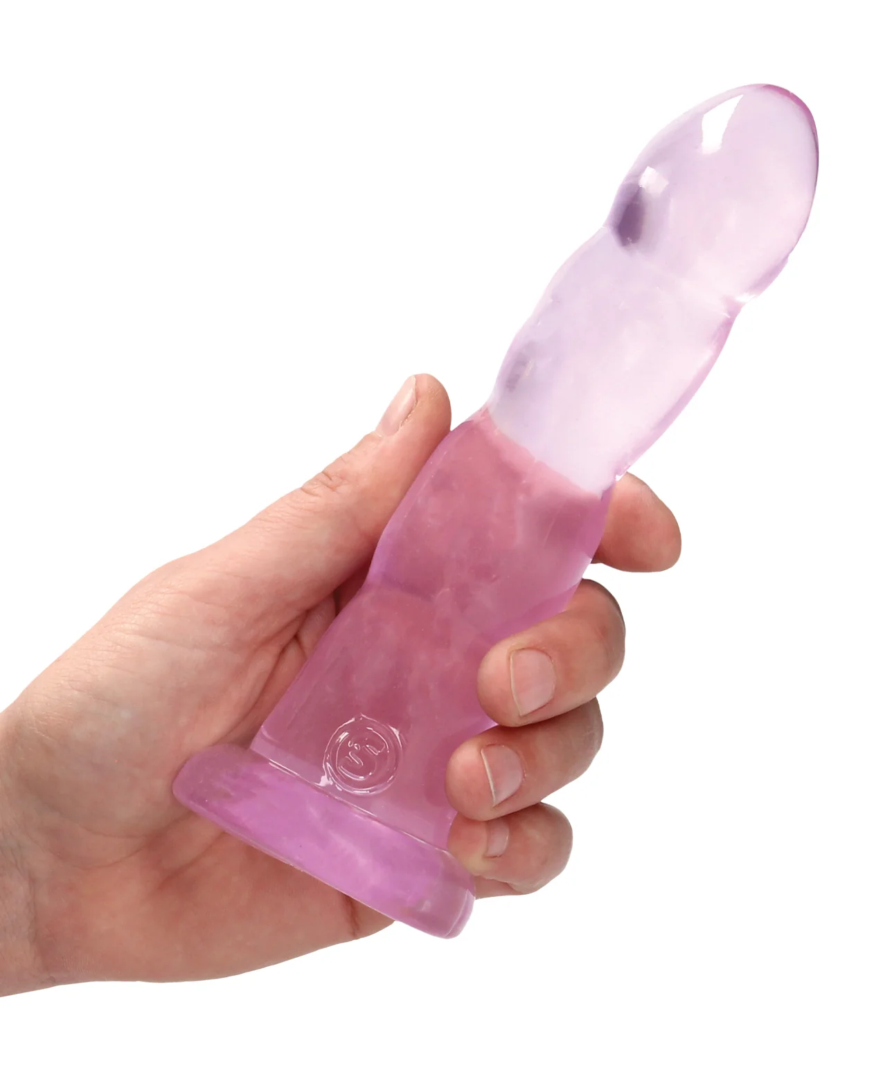 Shots RealRock Crystal Clear Non Realistic 7" Dildo - Pink - Image 4