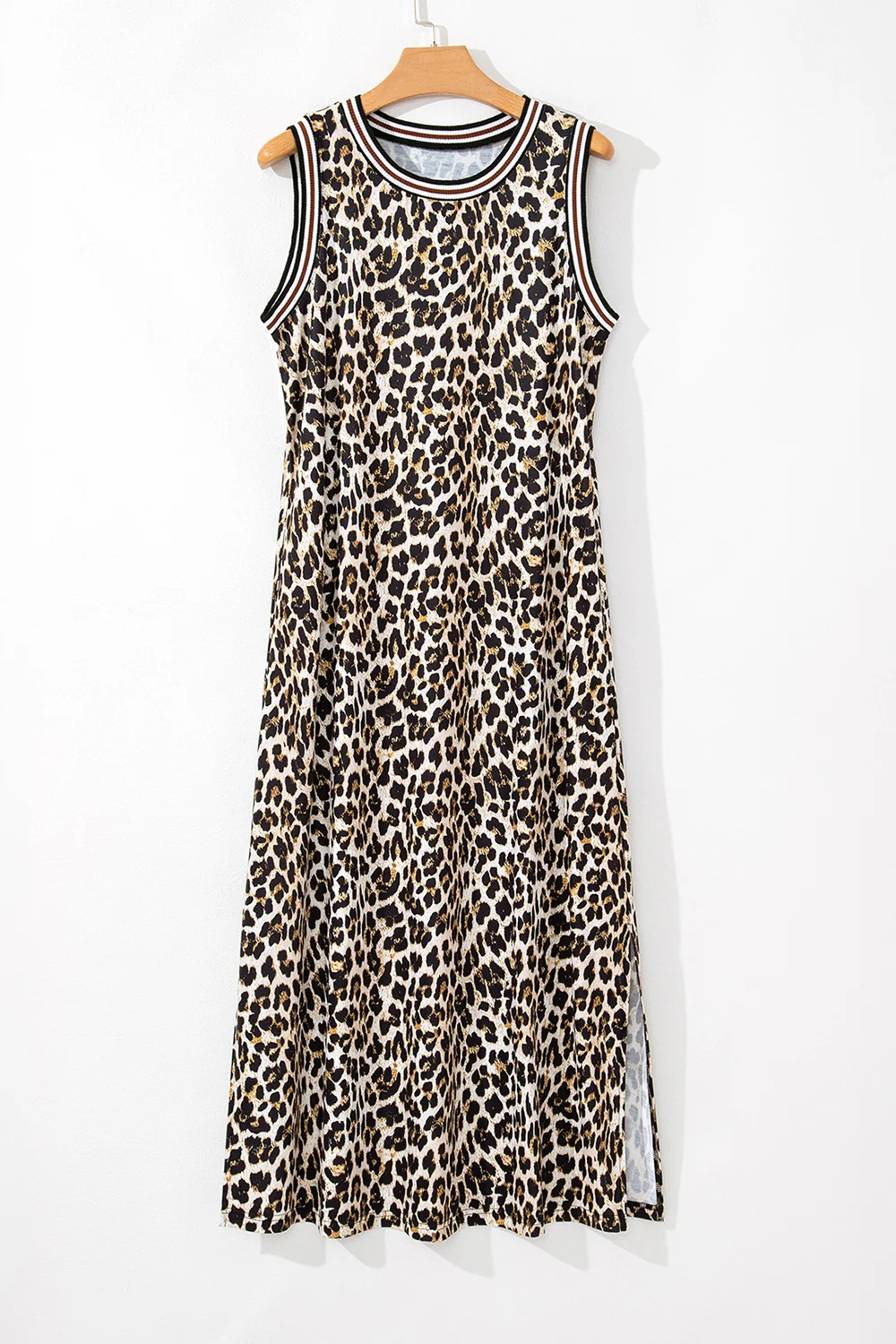 Side Slit Leopard Sleeveless Maxi Dress - Image 7