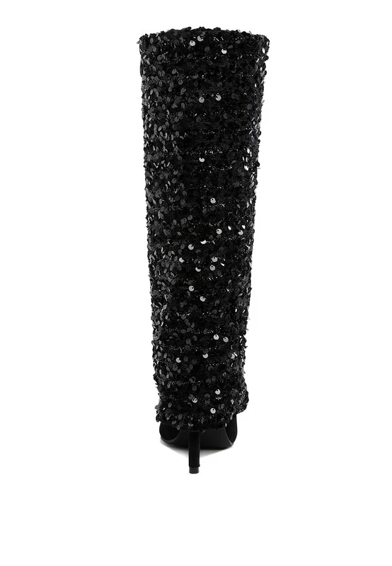 Sin City Sequinned Fold-Over Calf Boots - Image 6