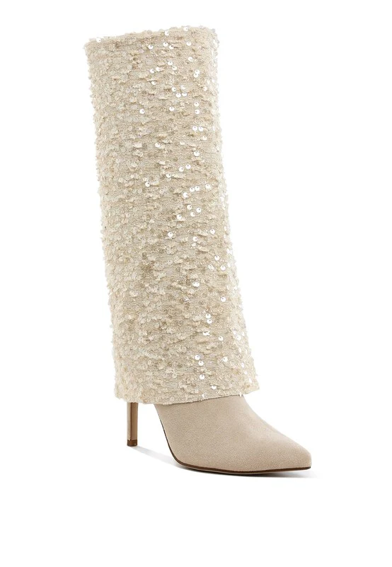 Sin City Sequinned Fold-Over Calf Boots - Image 7