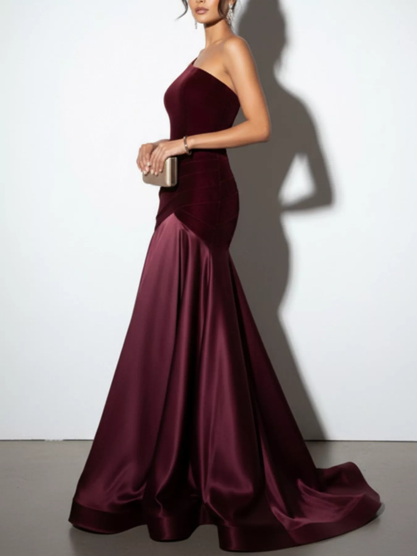 Single Shoulder Floor Length Dress - Image 2