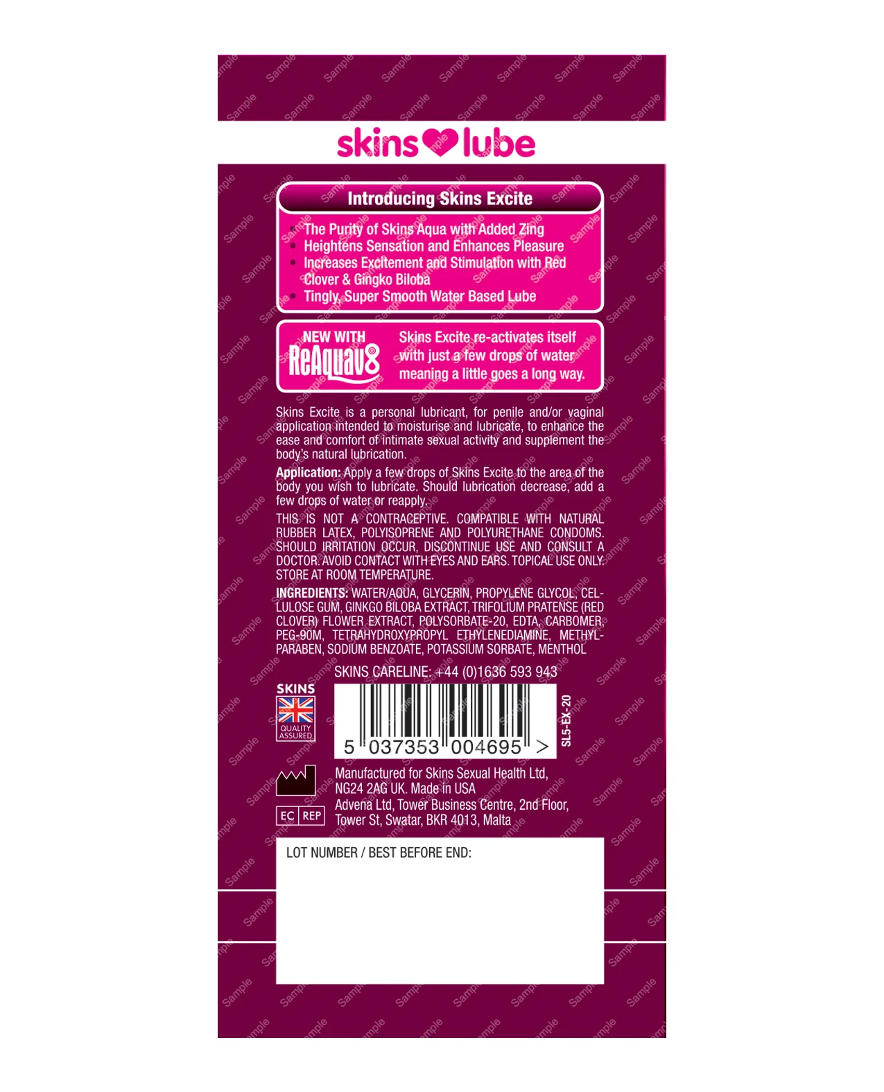 Skins Excite Water Based Lubricant - 5 ml Foil - Image 2