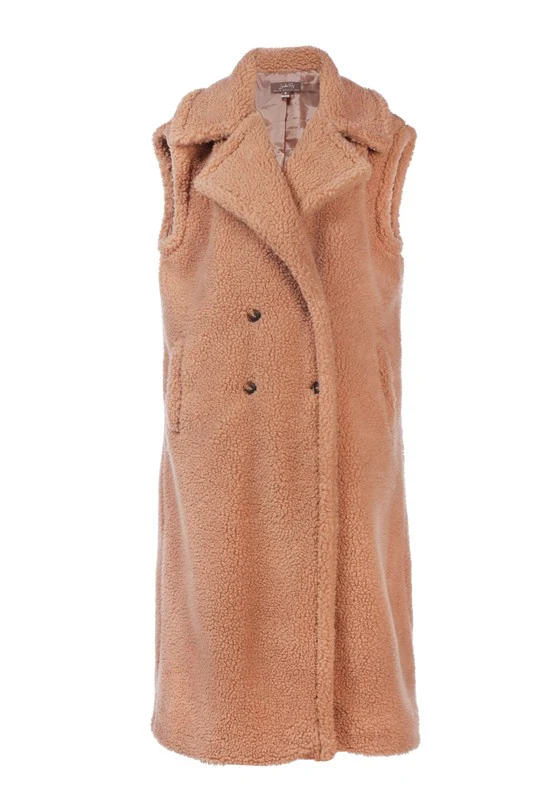 Sleeveless Double Breasted Teddy Coat - Image 7