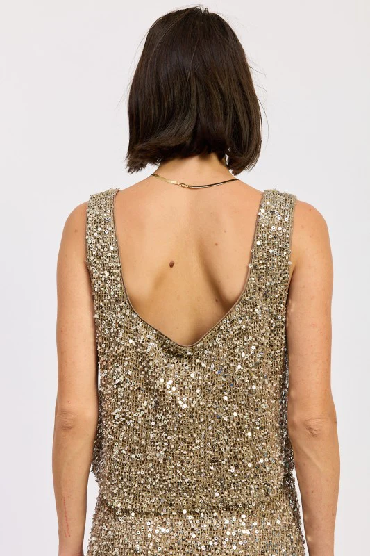 SLEEVELESS SQAURE NECK SEQUIN TOP - Image 7