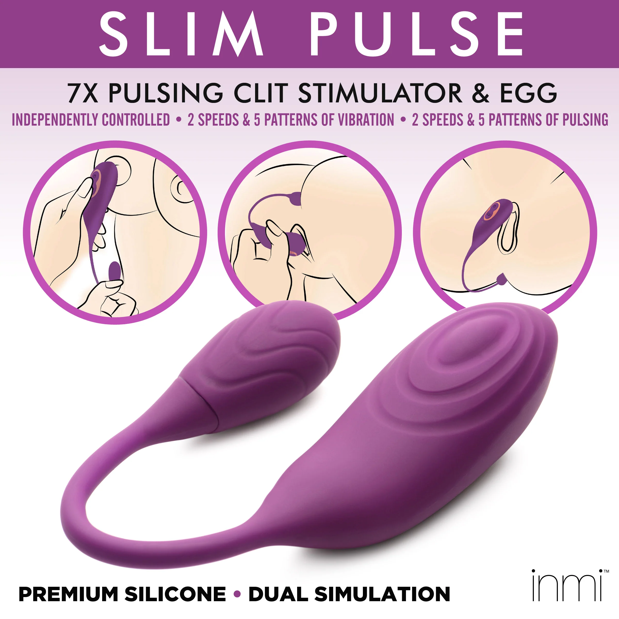 Slim Pulse 7x Pulsating Silicone Clit Stimulator And Vibrating Egg - Image 4