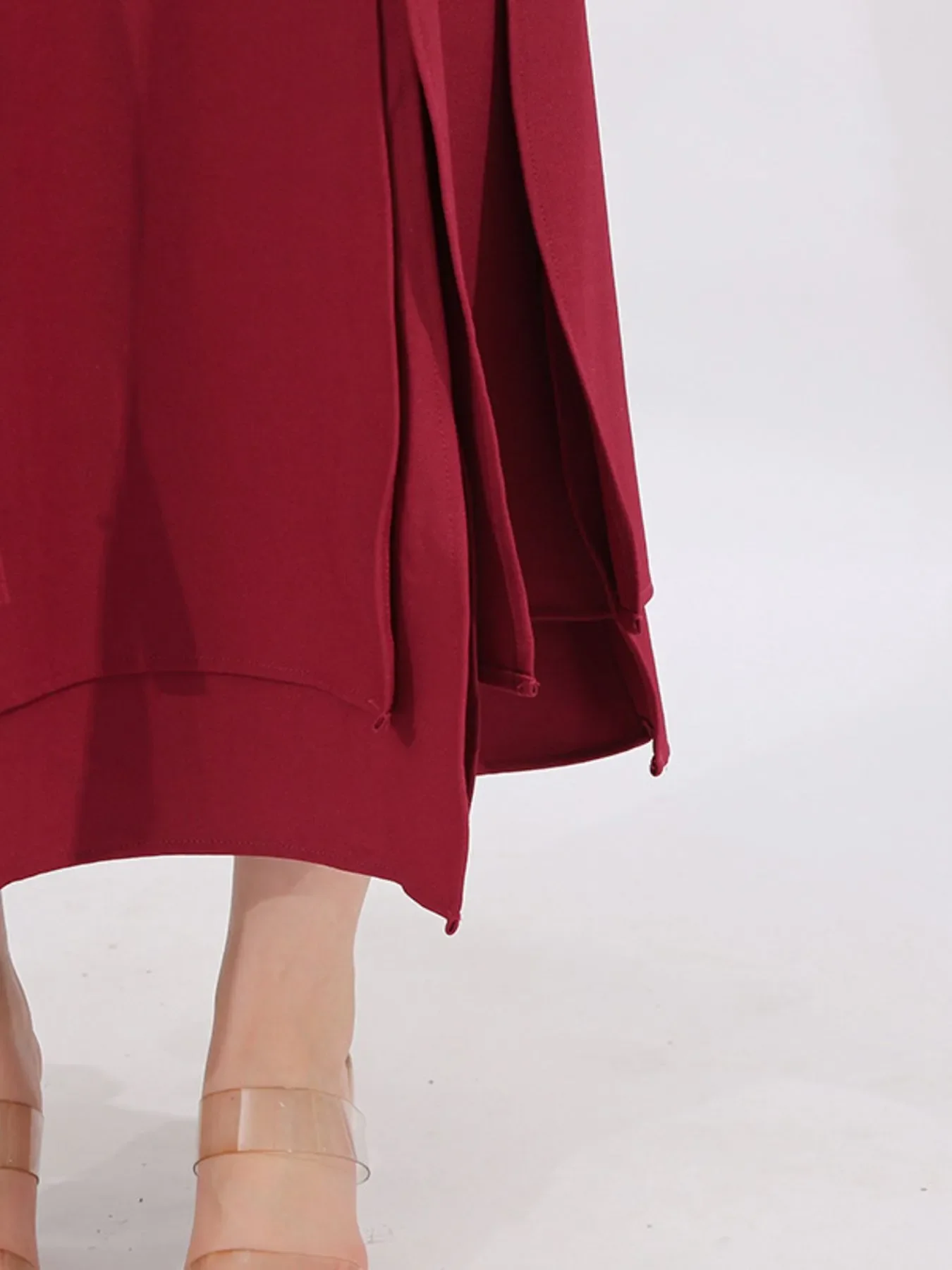 Slit Spaghetti Strap Long Sleeve Dress - Image 6