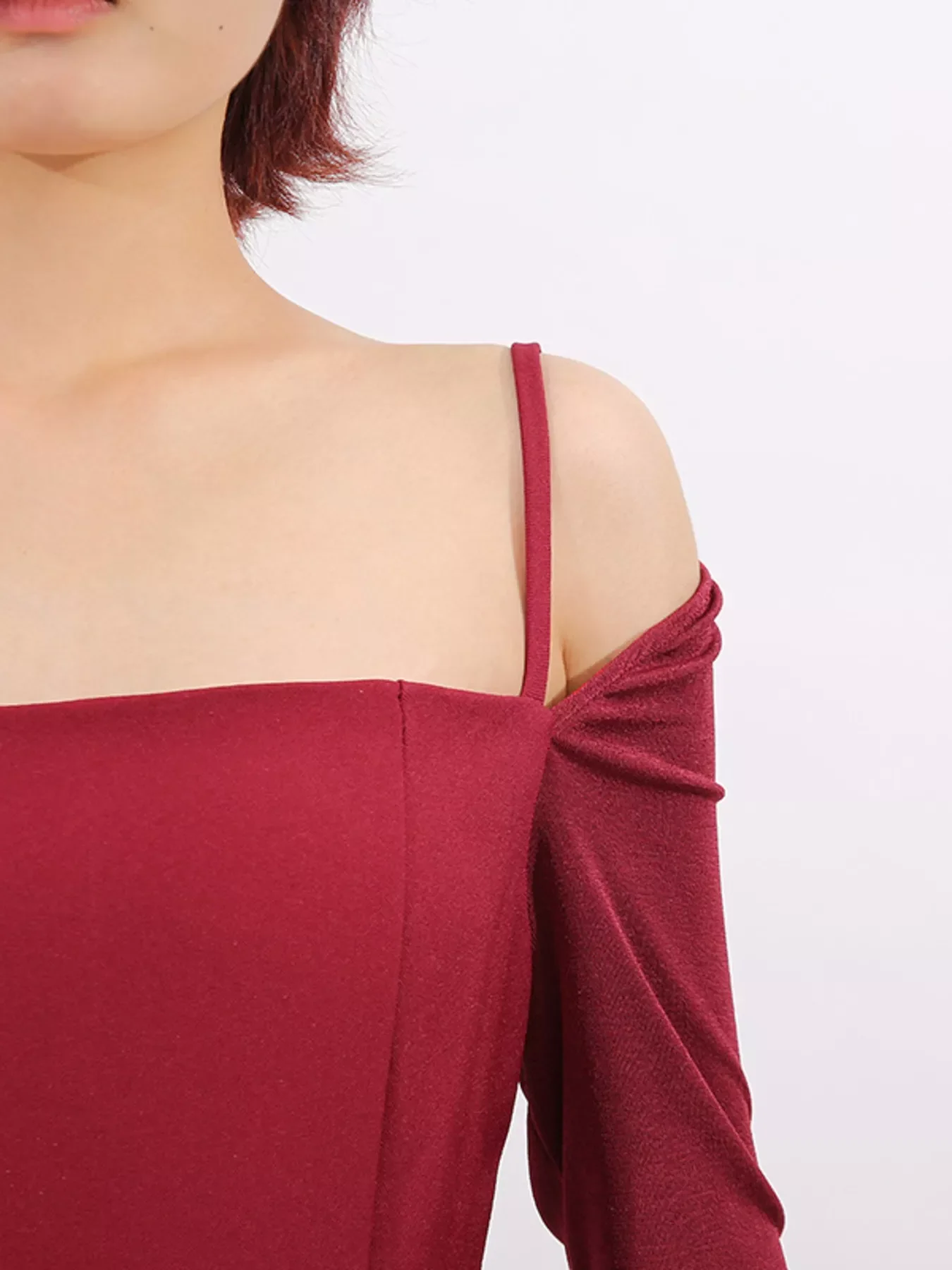 Slit Spaghetti Strap Long Sleeve Dress - Image 8