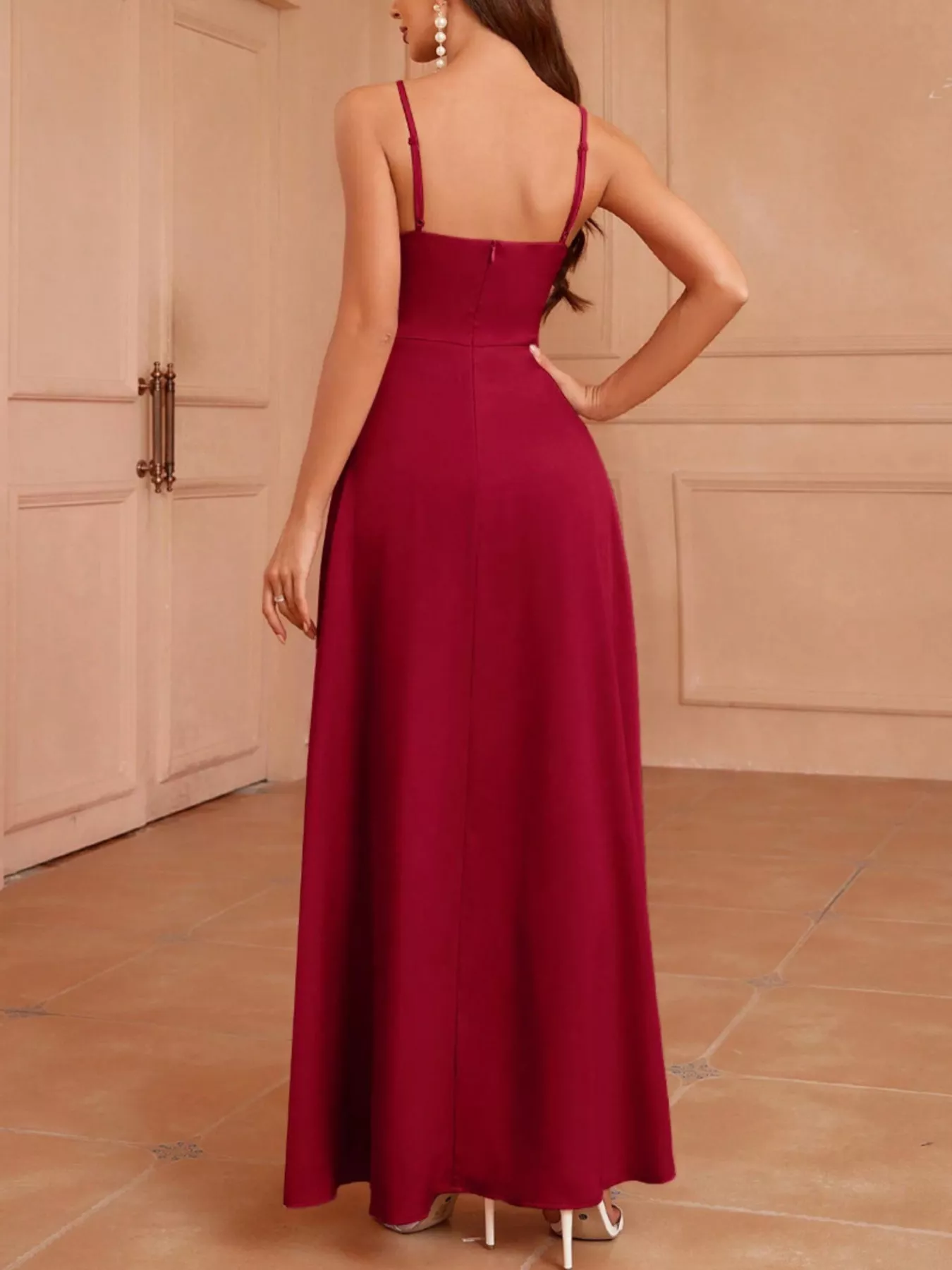 Slit Spaghetti Strap Maxi Dress - Image 2