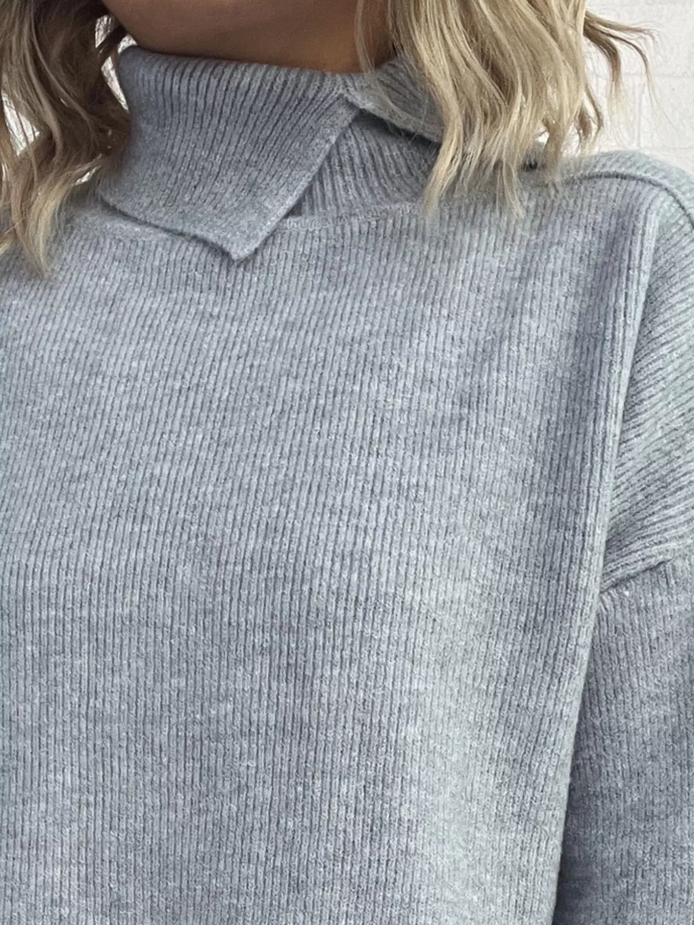 Slit Turtleneck Long Sleeve Sweater - Image 30