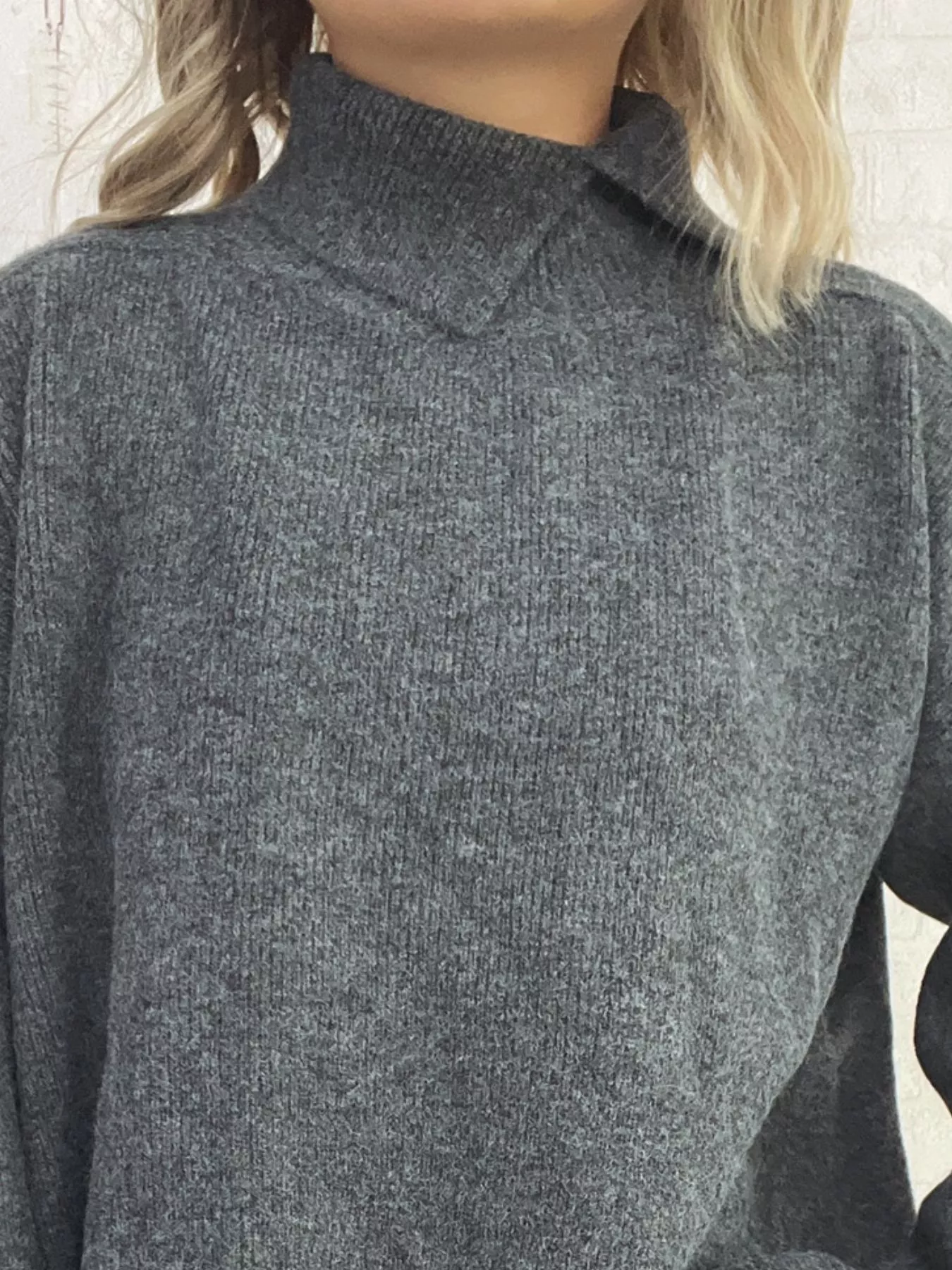 Slit Turtleneck Long Sleeve Sweater - Image 33